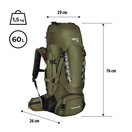 Sac à dos de trekking 60L avec longueur de dos réglable