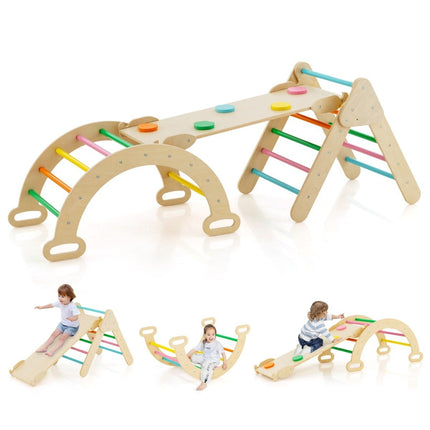 Ensemble de jouets d'escalade triangulaires en bois pour les tout-petits avec triangle d'escalade coloré