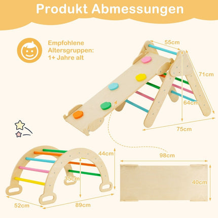 Ensemble de jouets d'escalade triangulaires en bois pour les tout-petits avec triangle d'escalade coloré