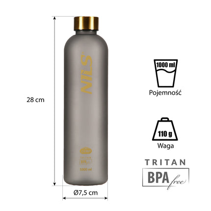 Tritan-Trinkflasche, Grau, 1000 ml