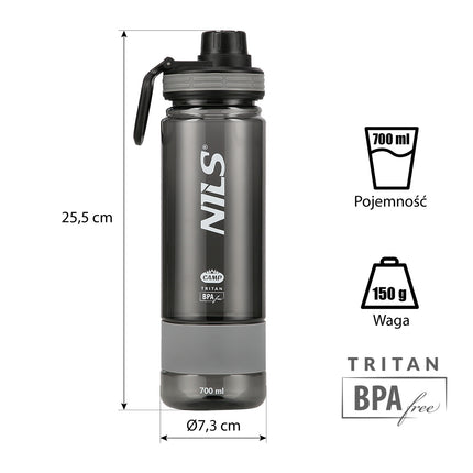 Bouteille d'eau Tritan, grise, 700 ml