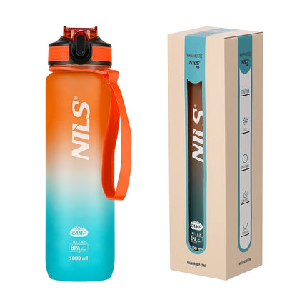 Bouteille d'eau Tritan, orange-bleu, anti-fuite, 1000 ml
