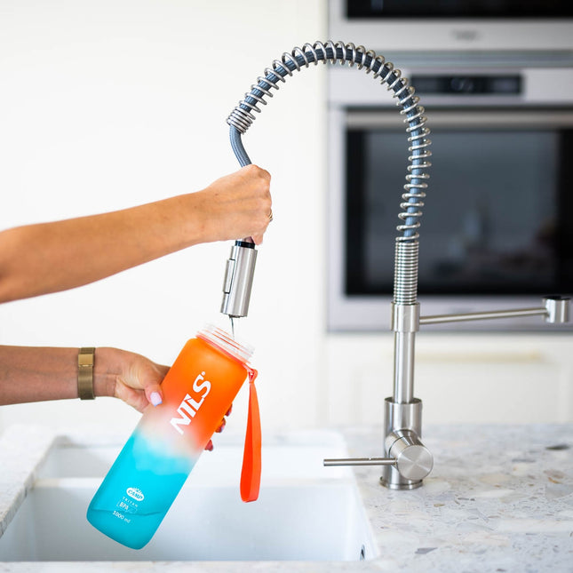 Bouteille d'eau Tritan, orange-bleu, anti-fuite, 1000 ml