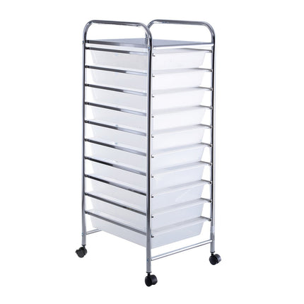 Chariot avec tiroirs Chariot de salle de bain roll-conteneur Chariot de salle de bain avec 10 tiroirs empilables-transparent