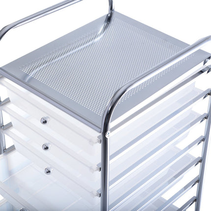 Chariot avec tiroirs Chariot de salle de bain roll-conteneur Chariot de salle de bain avec 10 tiroirs empilables-transparent