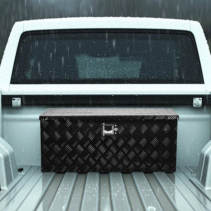 Truck Bed Tool Box, Aluminum, Lock, Sliding Shelf, 35.4 In