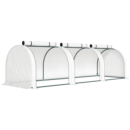 Serre tunnel avec 3 fenêtres à fermeture éclair, structure en acier, 295 x 100 x 80 cm
