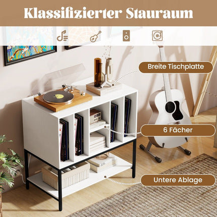 Plattenspieler-Ständer mit Ladestation & Vinyl-Aufbewahrung