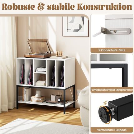 Plattenspieler-Ständer mit Ladestation & Vinyl-Aufbewahrung