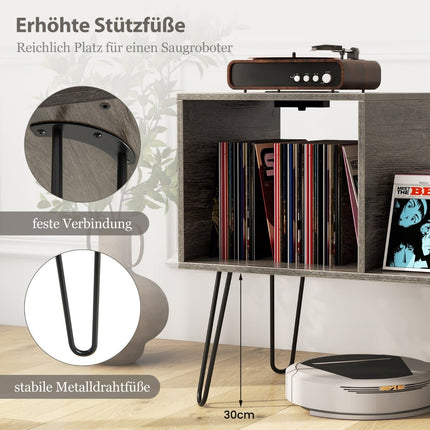 Support pour platine vinyle avec station de charge et séparateurs, gris