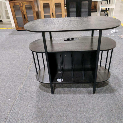 Plattenspielerständer mit LED-Beleuchtung und Ladestation, Schwarz