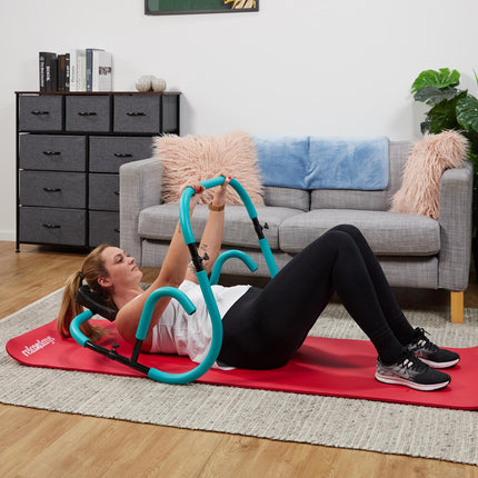 Türkiser Bauchtrainer mit Nackenstütze für den Heimgebrauch