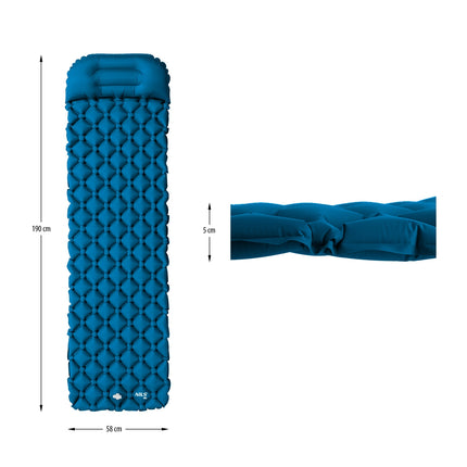 Tapis de voyage turquoise avec pompe, compact et léger
