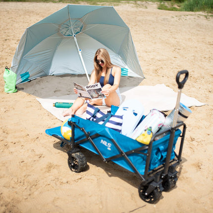 Parasol de plage turquoise XL, 220 cm