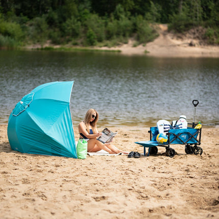 Parasol de plage turquoise XL, 220 cm