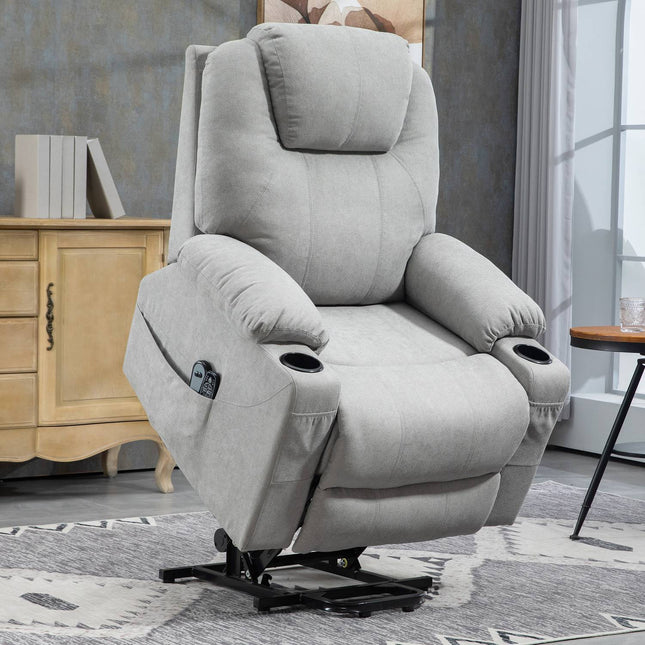 Elektrischer Relaxsessel mit Heizung und Massage, hellgrau