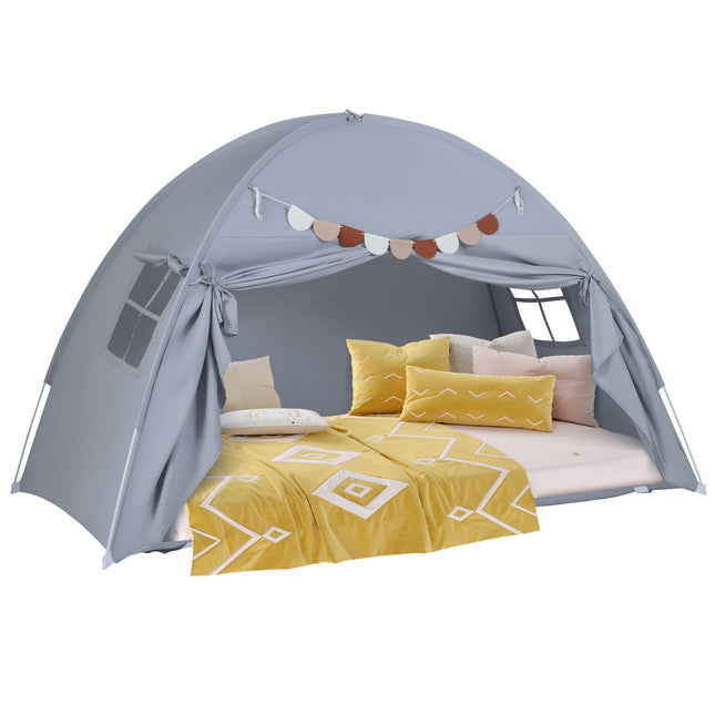 Tente-lit double pour enfants - Pliable et portable avec fenêtres