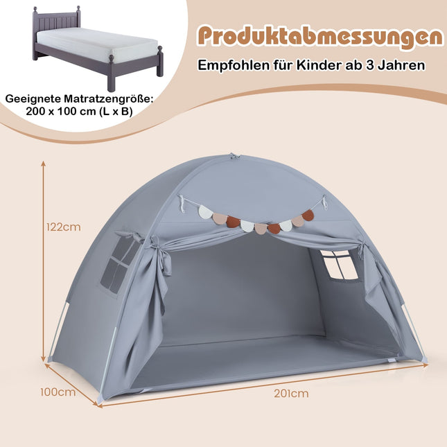 Tente-lit double pour enfants - Pliable et portable avec fenêtres