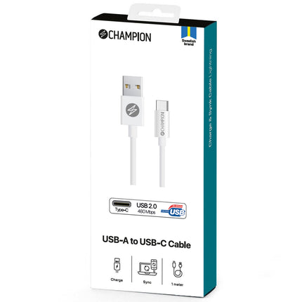 USB-A to USB-C Cable 1m White