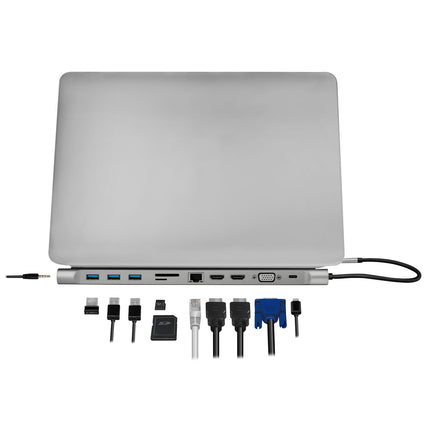 USB-C Dock 11-in-1 HDMI/VGA/RJ45/USB-C 100W