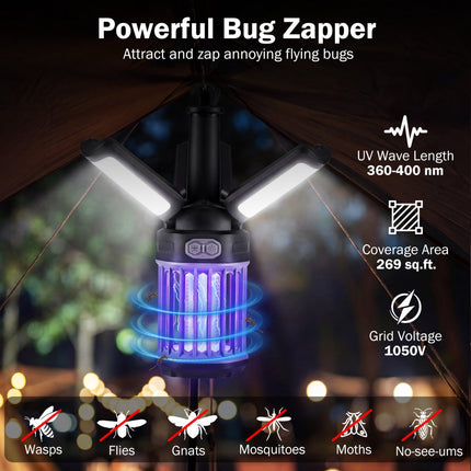 Lanterne anti-insectes rechargeable USB-C, étanche IPX6