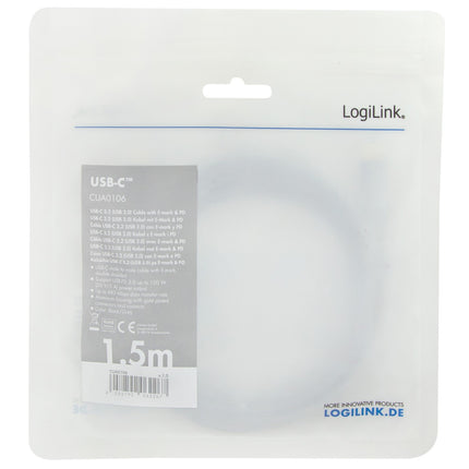 USB-C-Kabel USB 2.0 PD 3.0 100W 480 Mbps Alu 1,5m