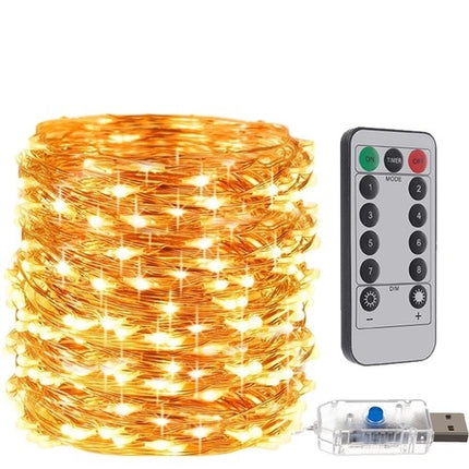 Lumières de Noël USB - fils 300 LED blanc chaud