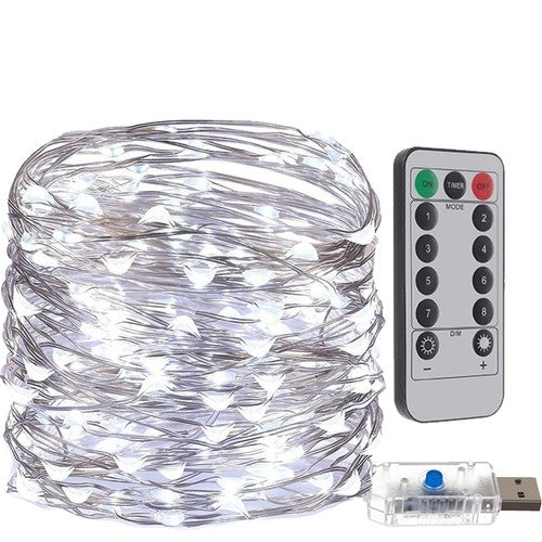 Guirlande lumineuse USB pour sapin de Noël - 300 fils LED, blanc froid