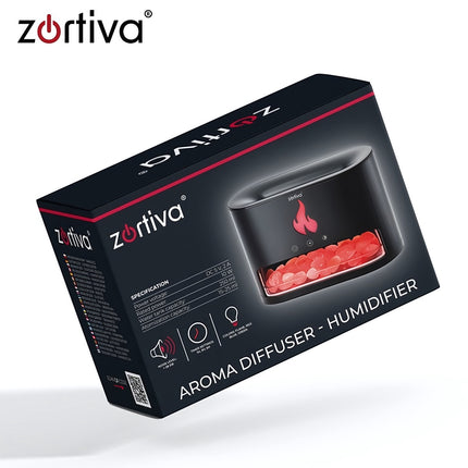 Ultrasonic Aroma Diffuser Humidifier with Flame Effect, 250 ml, Timer, Black