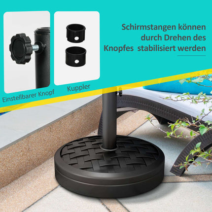 Schirmständer, HDPE mit Beton, passend für 32-48mm Stangen