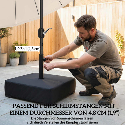 Schirmfußständer, 80 kg Tragkraft, Schwarz, Wetterfest