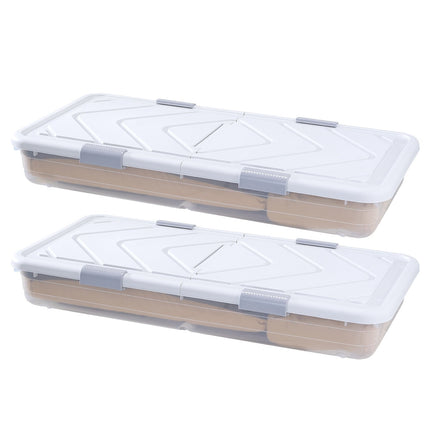 Under Bed Storage Bins With Wheels, Lid, 2 Pack
