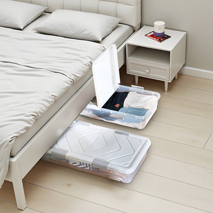 Under Bed Storage Bins With Wheels and Lids, 4 Pack