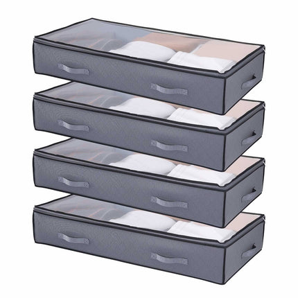 Under Bed Storage Containers, Clear Lids, 90L, 4-Pack