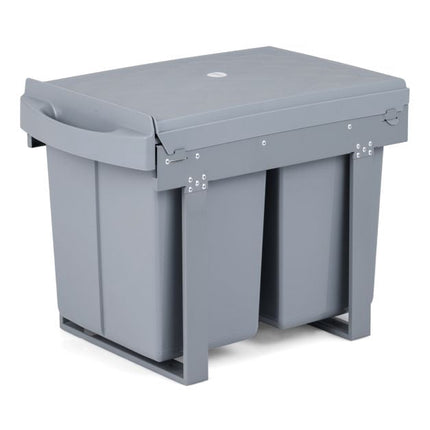 Ausziehbare Mülleimer für Unterschränke, 40L 2-fach, Grau