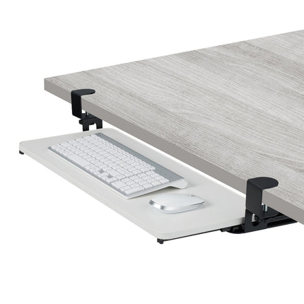 Plateau de clavier sous le bureau avec pinces