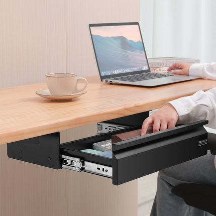 Under Desk Slide-Out Drawer, 16-Inch Steel, Black