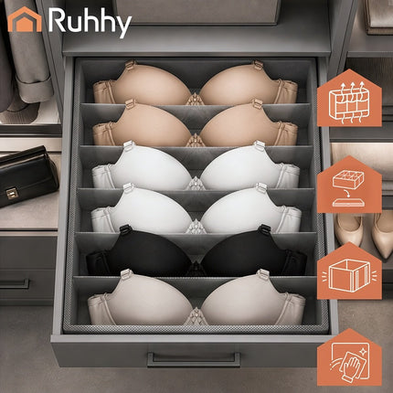 Underwear Drawer Organiser Set of 4, 45 Compartments, Foldable, Grey
