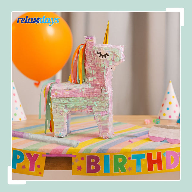 Einhorn-Piñata-Set mit Stock und Maske