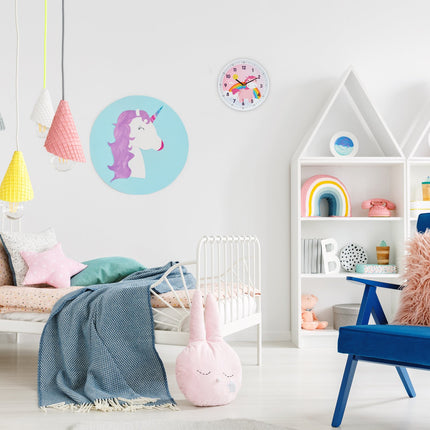 Horloge murale licorne avec chiffres faciles à lire