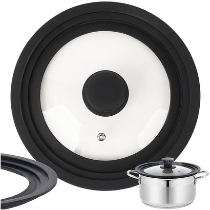 Couvercle universel 3 en 1 en silicone et verre pour casseroles de 18/20/22 cm