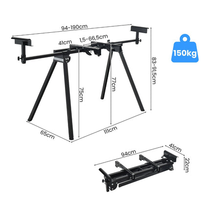 Support universel pliable pour scie à onglets, extensible jusqu'à 150 kg