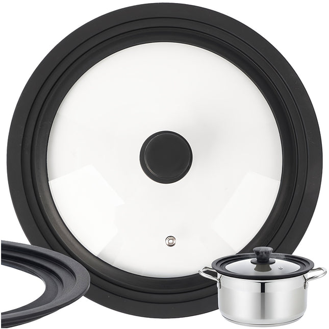 Couvercle universel en silicone et verre pour casseroles et poêles, 28-32 cm