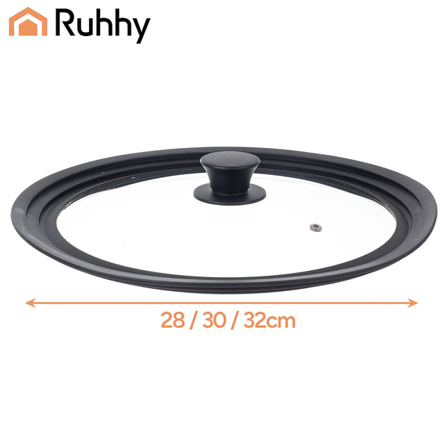 Couvercle universel en silicone et verre pour casseroles et poêles, 28-32 cm
