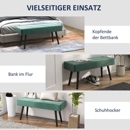 Samtbezogene Bank, X-Muster, 100x36x45 cm, grün