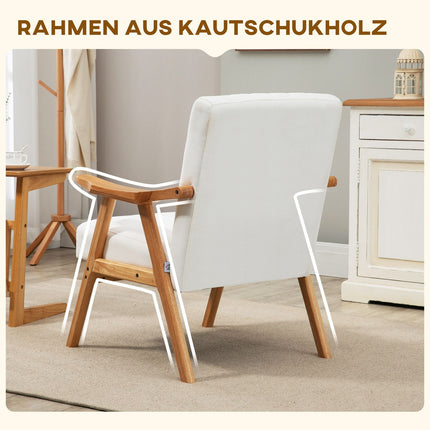 Skandinavischer Polster-Loungesessel in Samtoptik mit Armlehnen