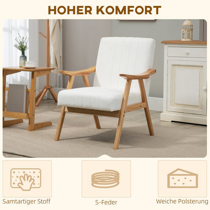 Skandinavischer Polster-Loungesessel in Samtoptik mit Armlehnen