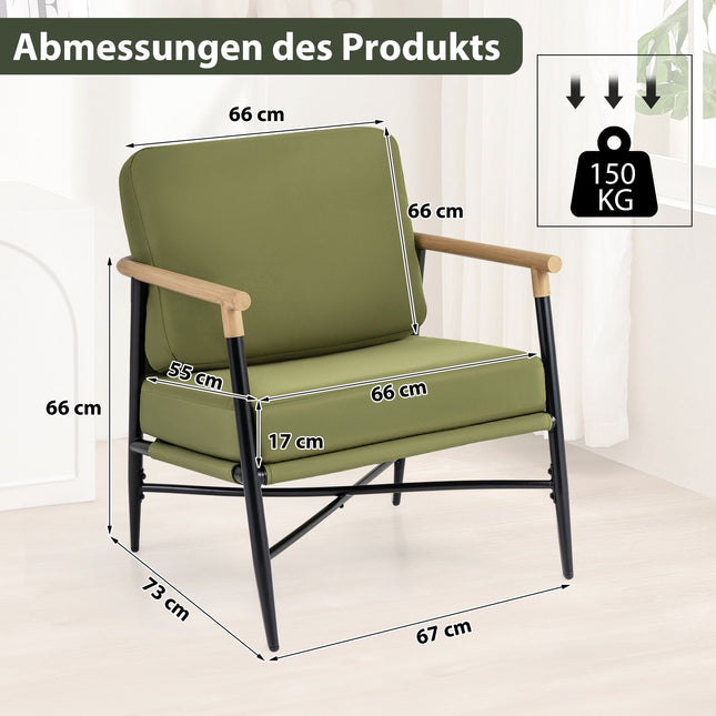 Gepolsterter Lounge-Sessel mit Armlehnen und abnehmbaren Kissen