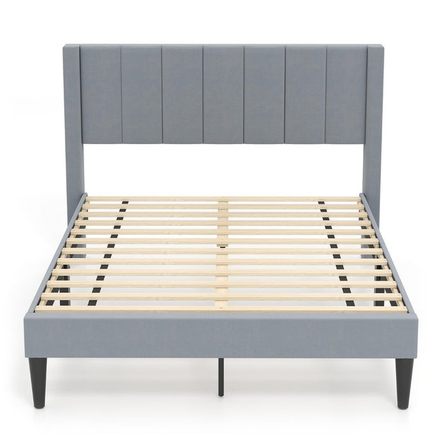 Cadre de lit plateforme rembourré, 200 x 140 cm, velours gris