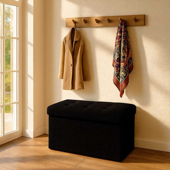 Banquette de rangement rembourrée, pliable, deux places